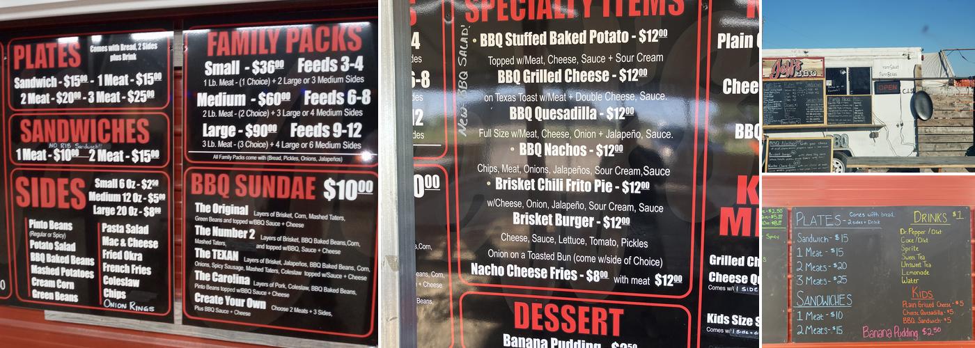 Jeff's BBQ Menu