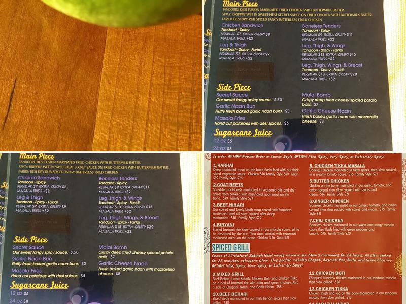 Shani’s Secret Chicken Menu