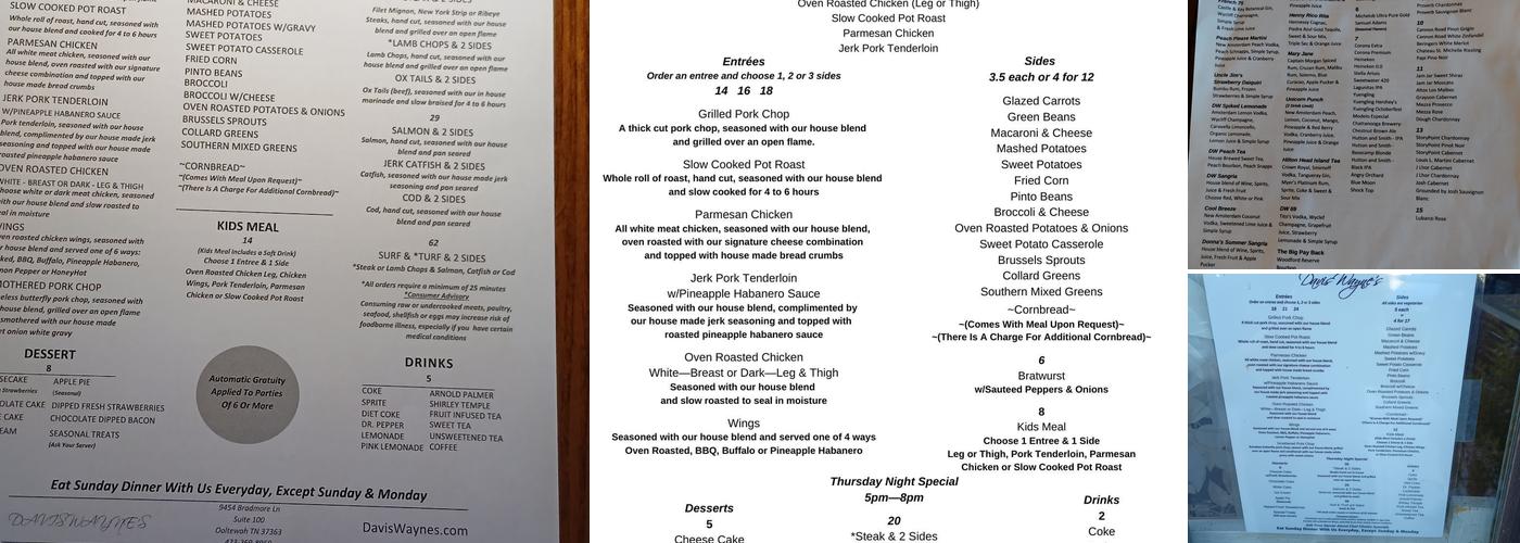 Davis Wayne's Menu