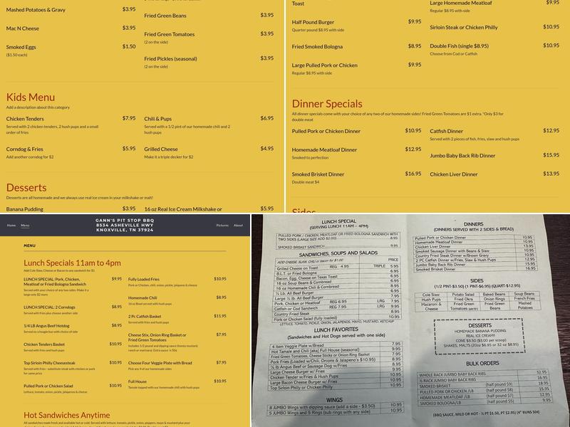 Pit Stop BBQ Menu