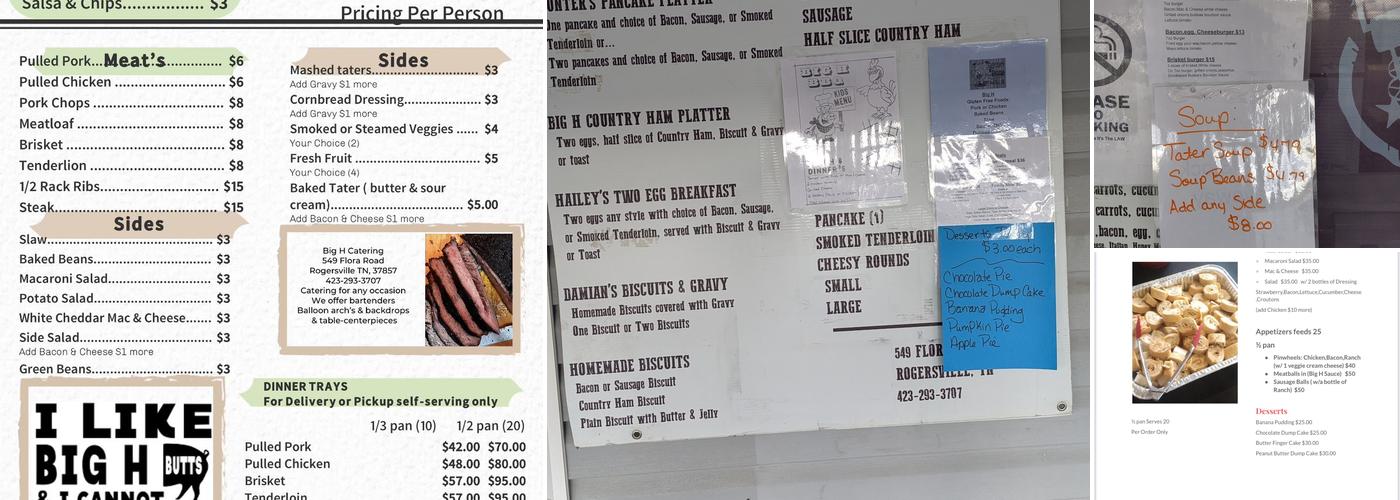Big H BBQ Menu