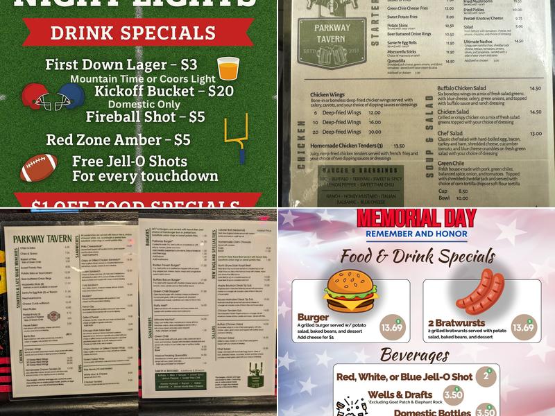 The Parkway Tavern Menu