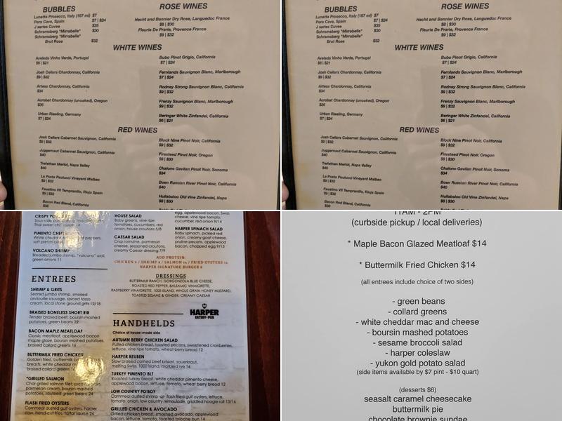Harper Eatery & Pub Menu