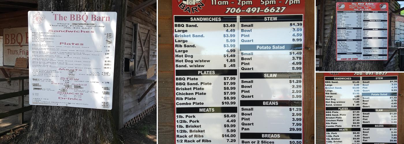 BBQ Barn Menu