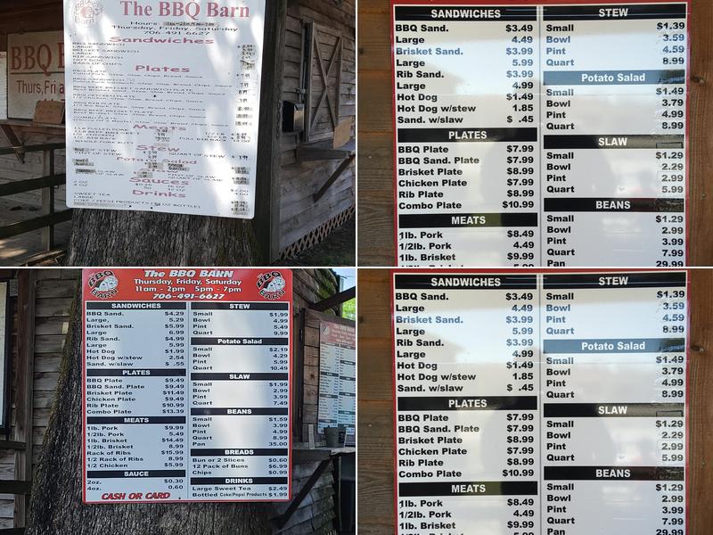 BBQ Barn Menu