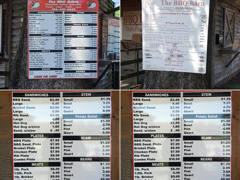 BBQ Barn Menu