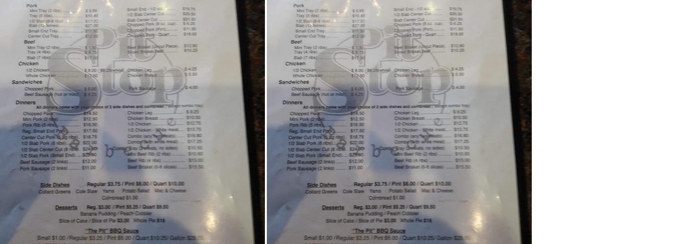 Pit Stop Barbecue Menu