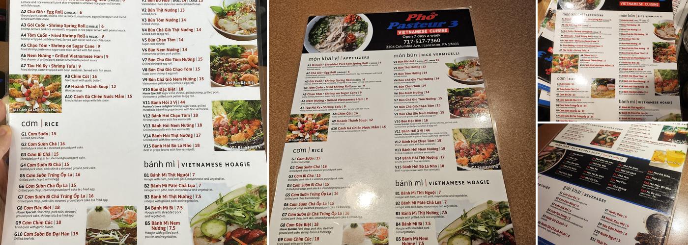 Pho Pasteur 3 Menu