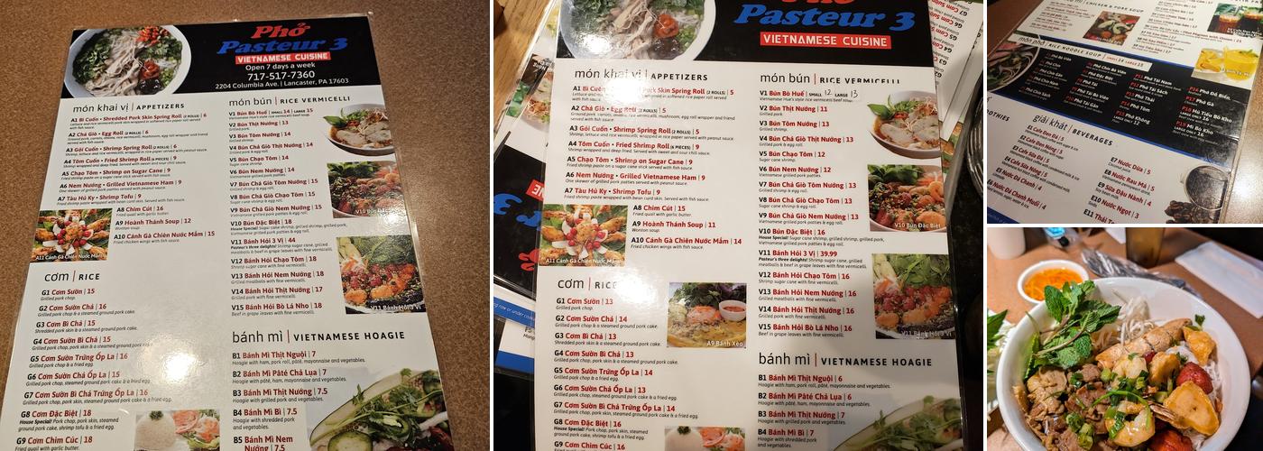Pho Pasteur 3 Menu