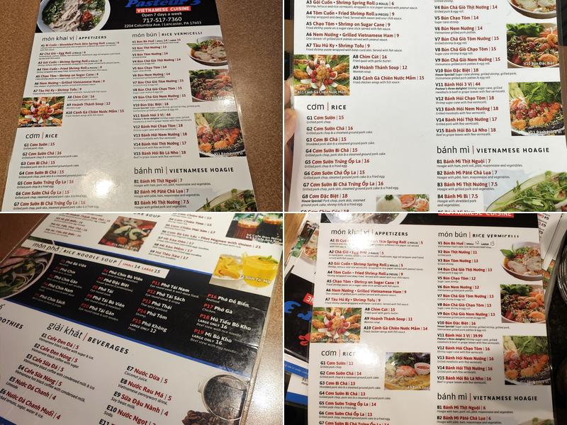 Pho Pasteur 3 Menu