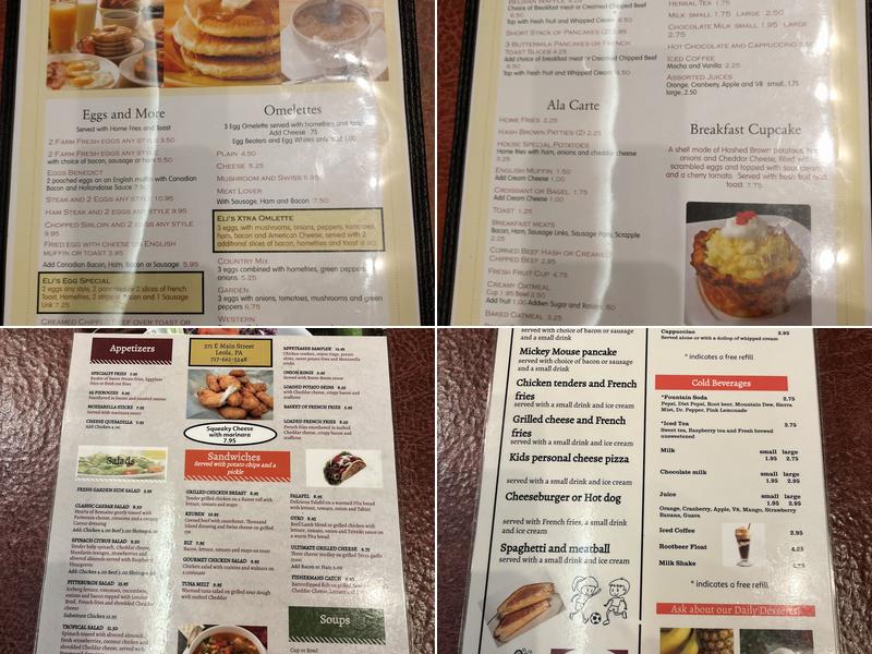 Eli's Place Menu