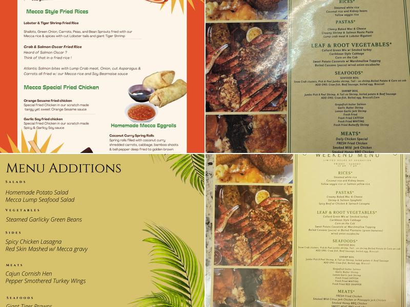 Mecca Caribbean and Soul Food Menu