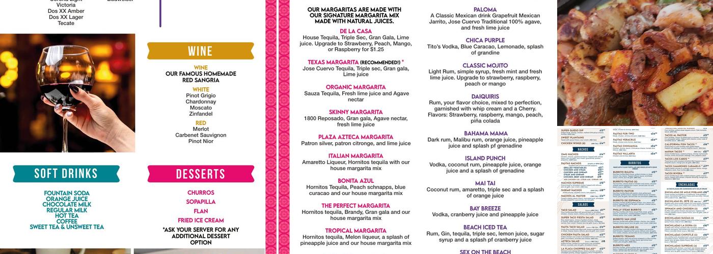 Plaza Azteca Mexican Restaurant · Myerstown Menu