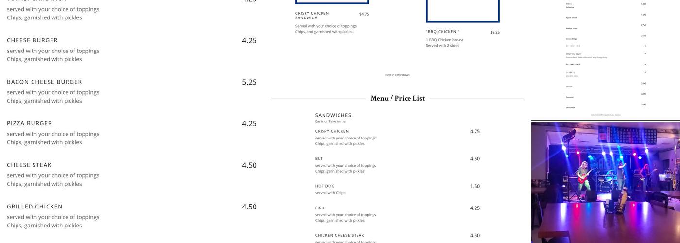 Littlestown Eagles Menu