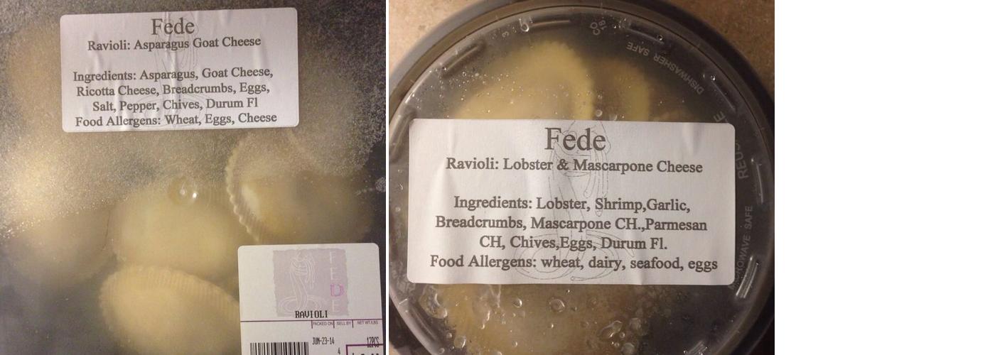 Fede Pasta Menu
