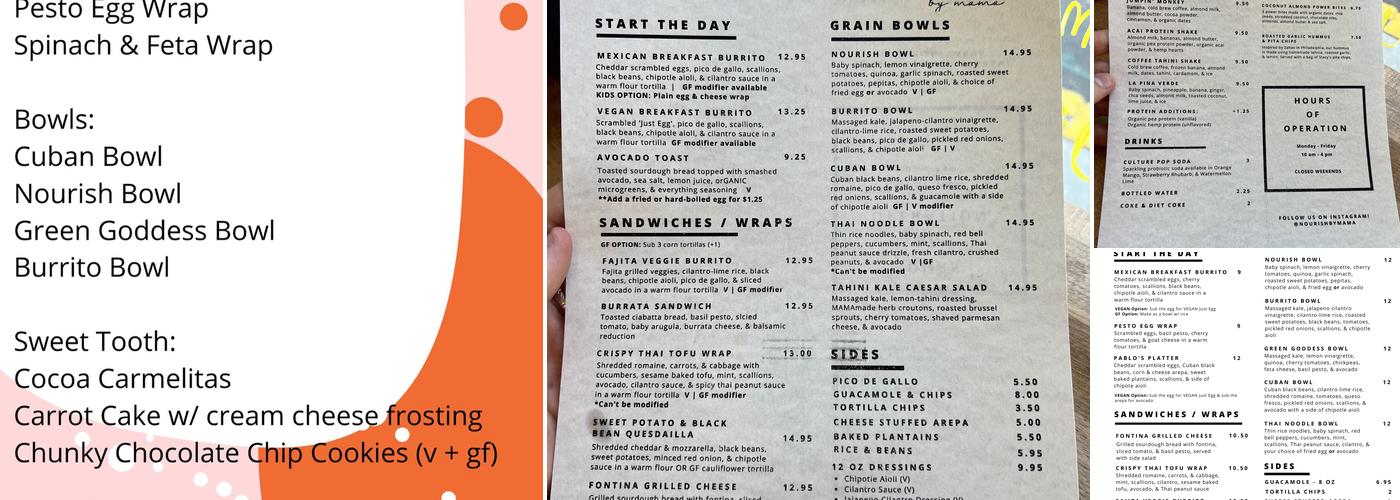 Nourish by MAMA Menu