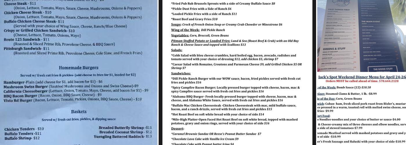 Jack's Spot Menu