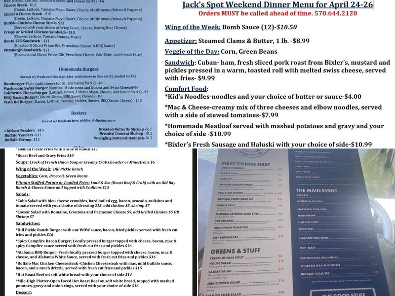 Jack's Spot Menu