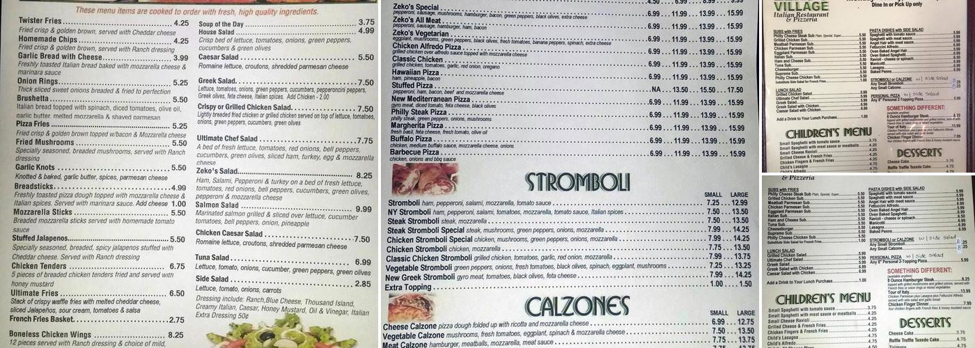 Zeko's village Menu