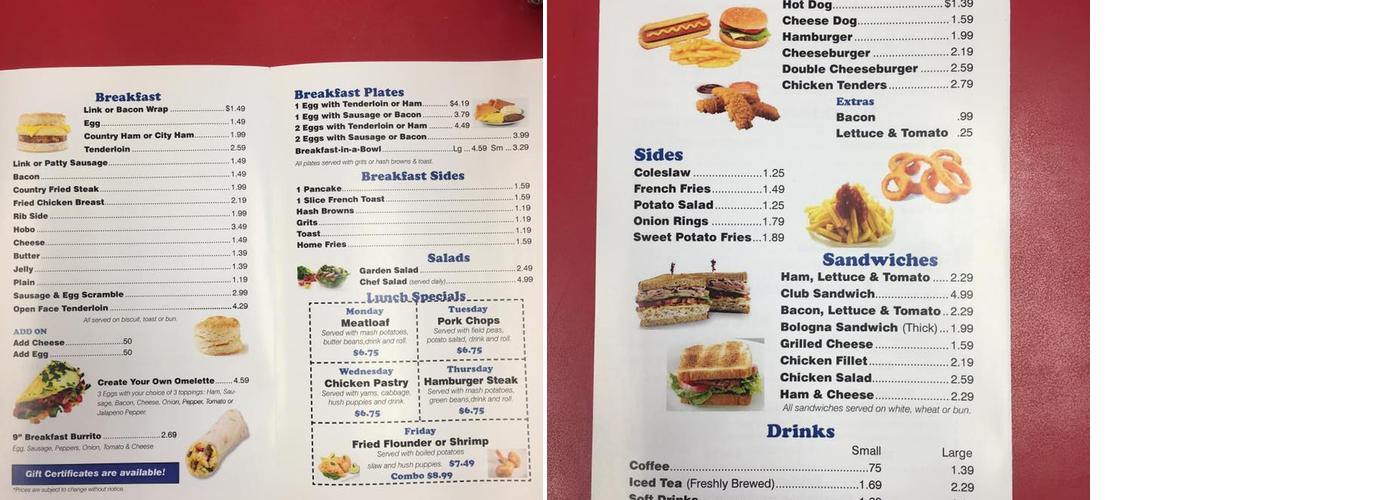 Papa Jack's Store Menu