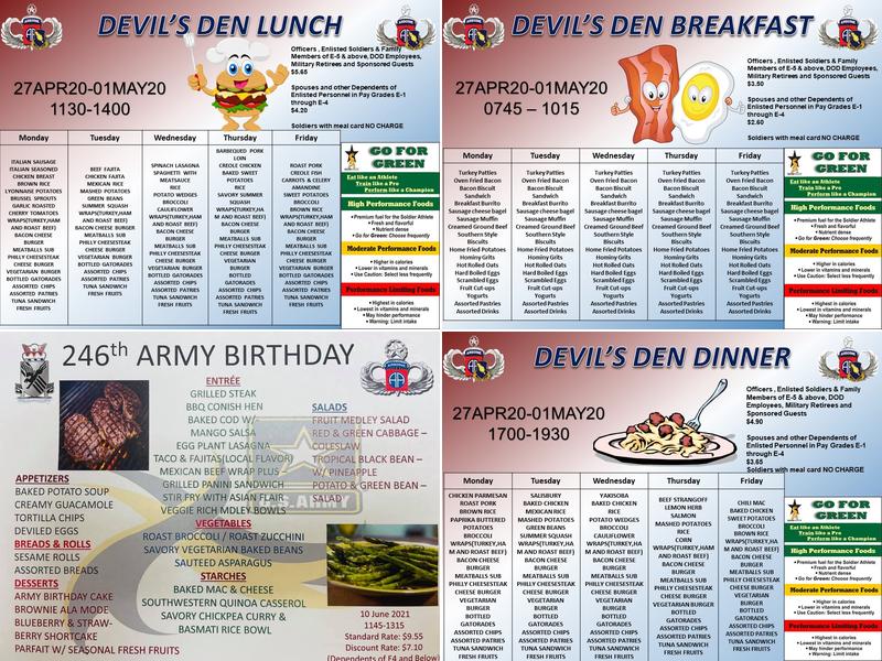3rd BCT Dining Facility/ ServiceSource Menu