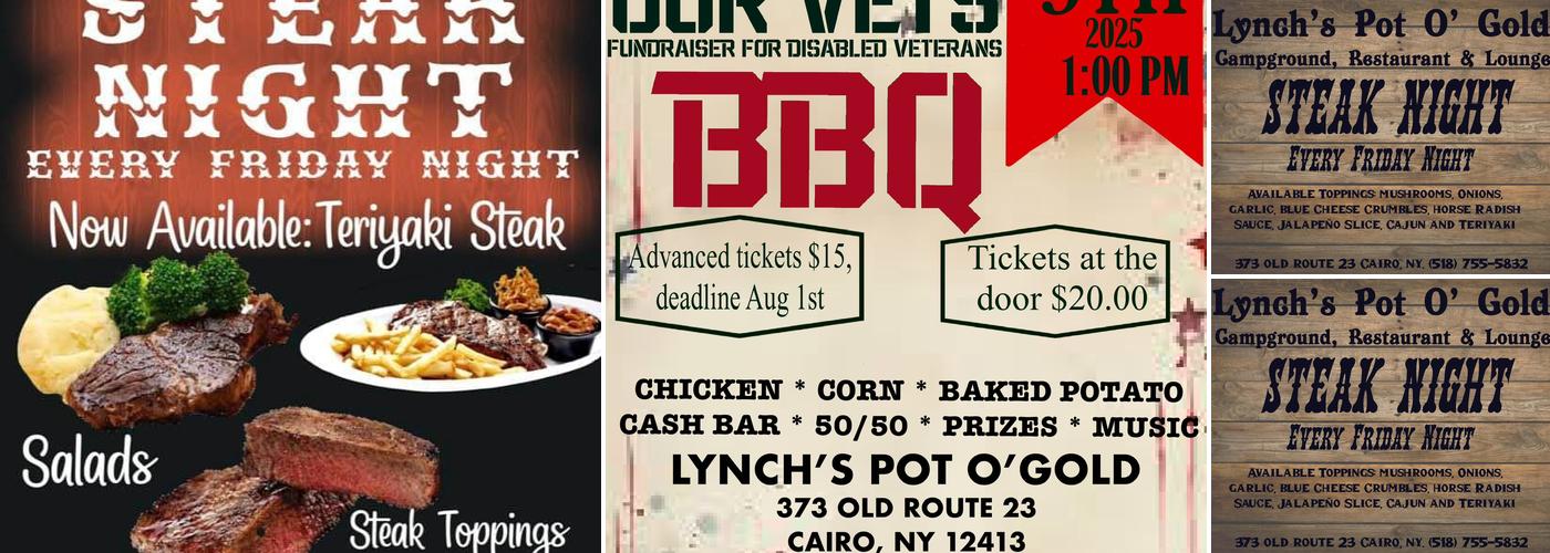Lynch's Pot O' Gold Menu