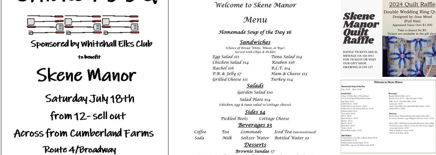 Skene Manor Menu