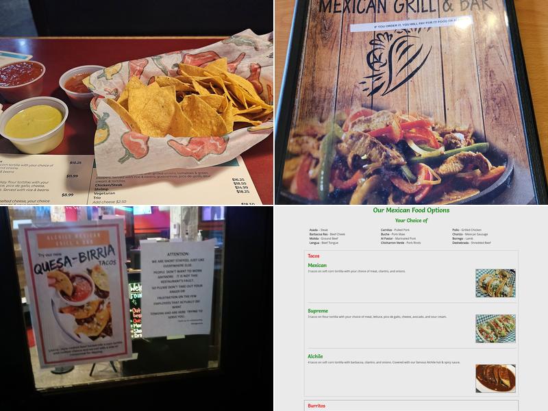 Alchile Mexican Grill & Bar. Menu