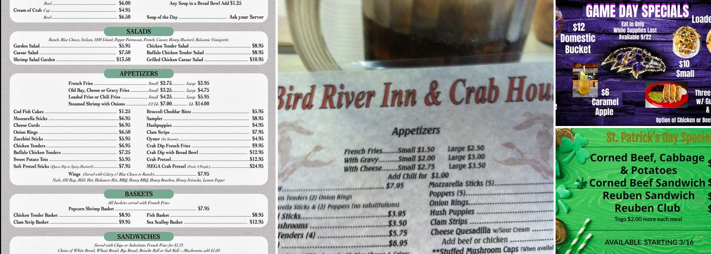 Bird River Inn Menu