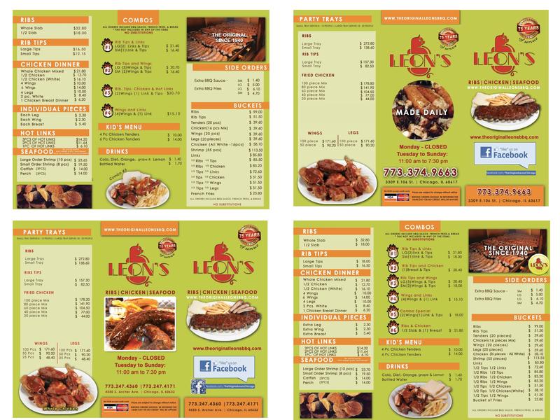 Leon's Barbeque Zone Menu