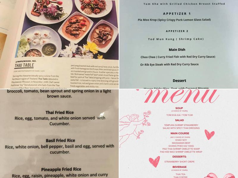 Thai Table Menu