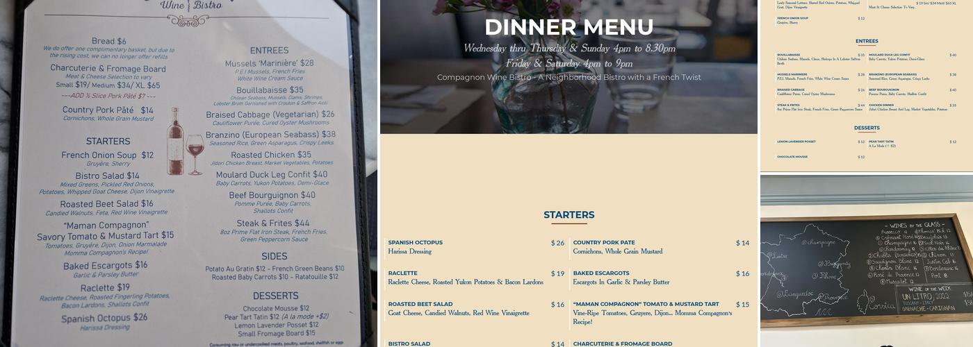 COMPAGNON Wine Bistro Menu