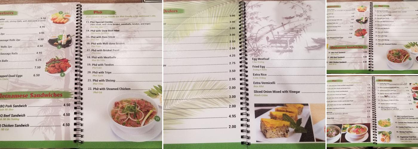 Phở Van Menu