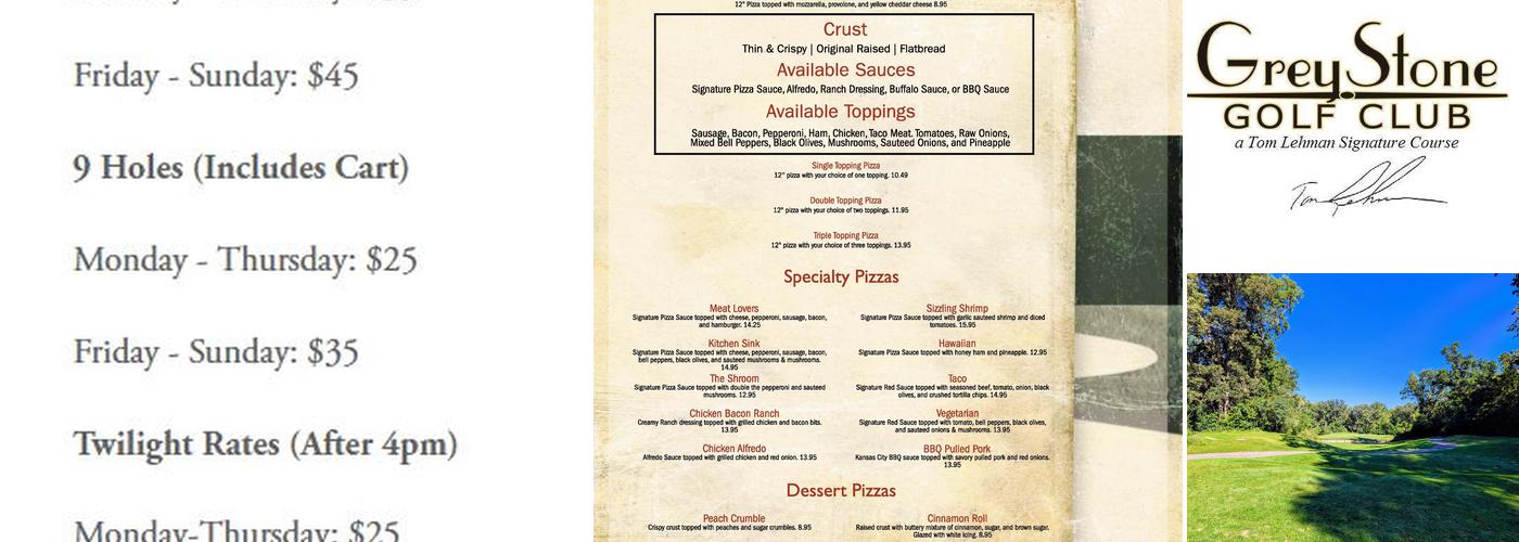 GreyStone Golf Club Menu