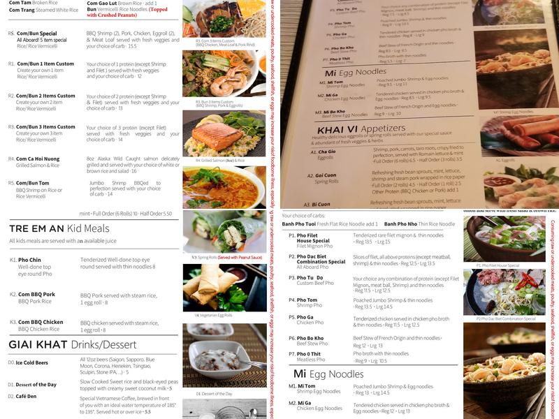 Pho Kitchen Menu