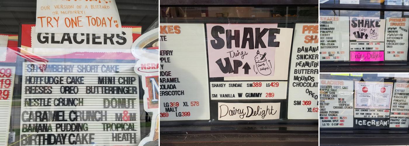 Dairy Delight Menu