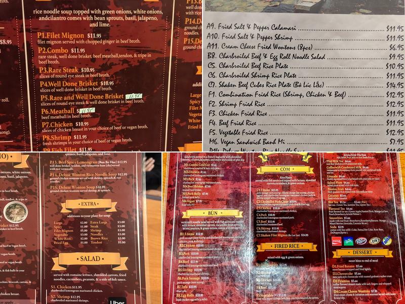 Pho Fever Bistro Menu