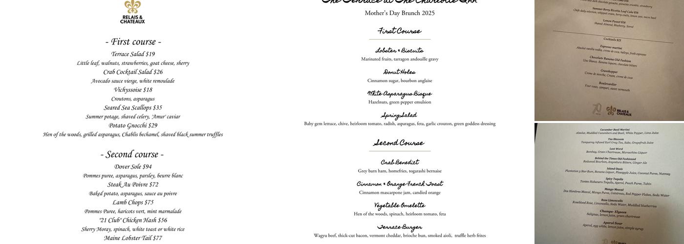 The Terrace | Charlotte Inn Menu