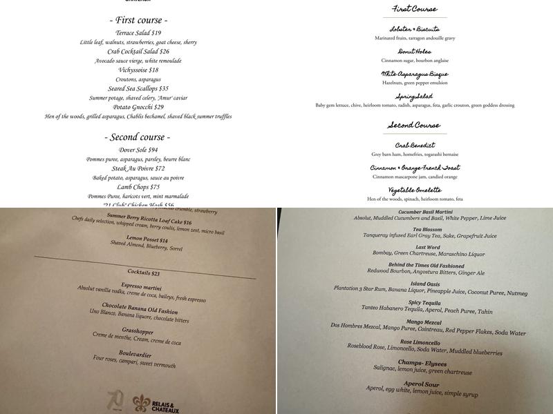 The Terrace | Charlotte Inn Menu