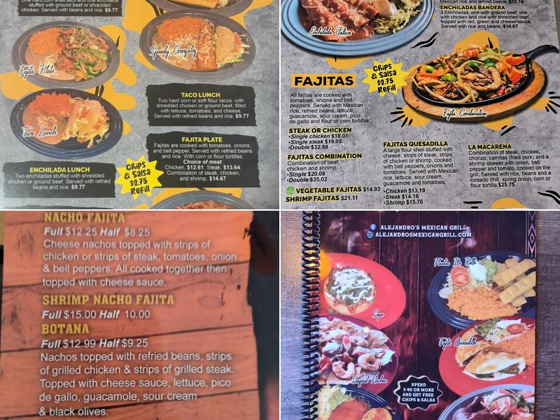 Alejandro’s Mexican Grill Menu