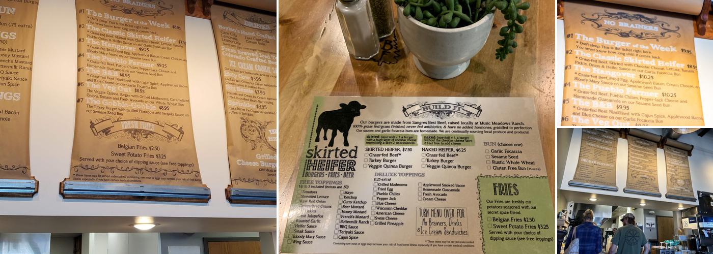 Skirted Heifer Menu