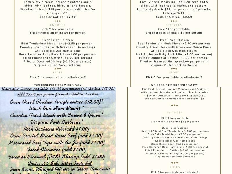 Spring House Dining Menu