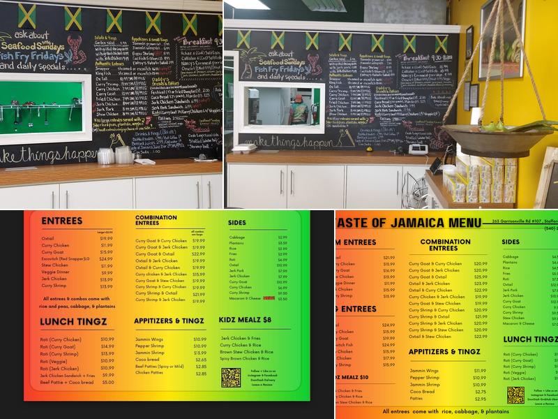 Taste of Jamaica Inc Menu