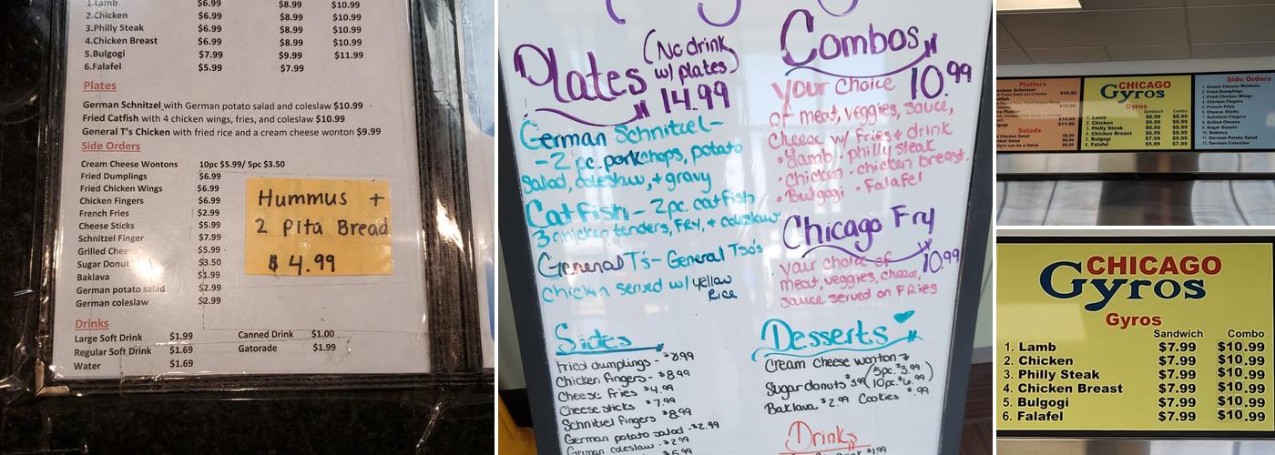 Chicago Gyros Menu