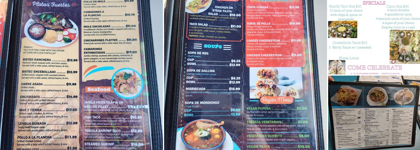 Pupuseria Kent Island Menu