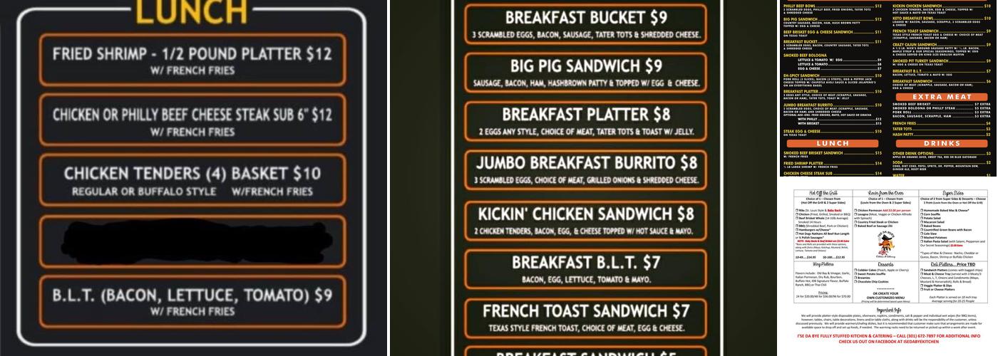 I'se Da Bye Fully Kitchen Menu