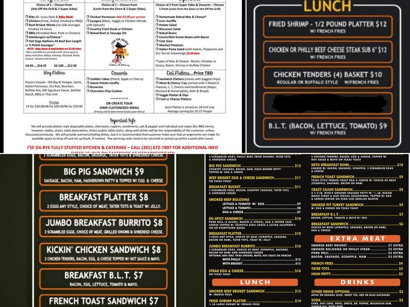 I'se Da Bye Fully Kitchen Menu