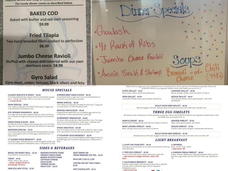 Lakeside Inn Menu