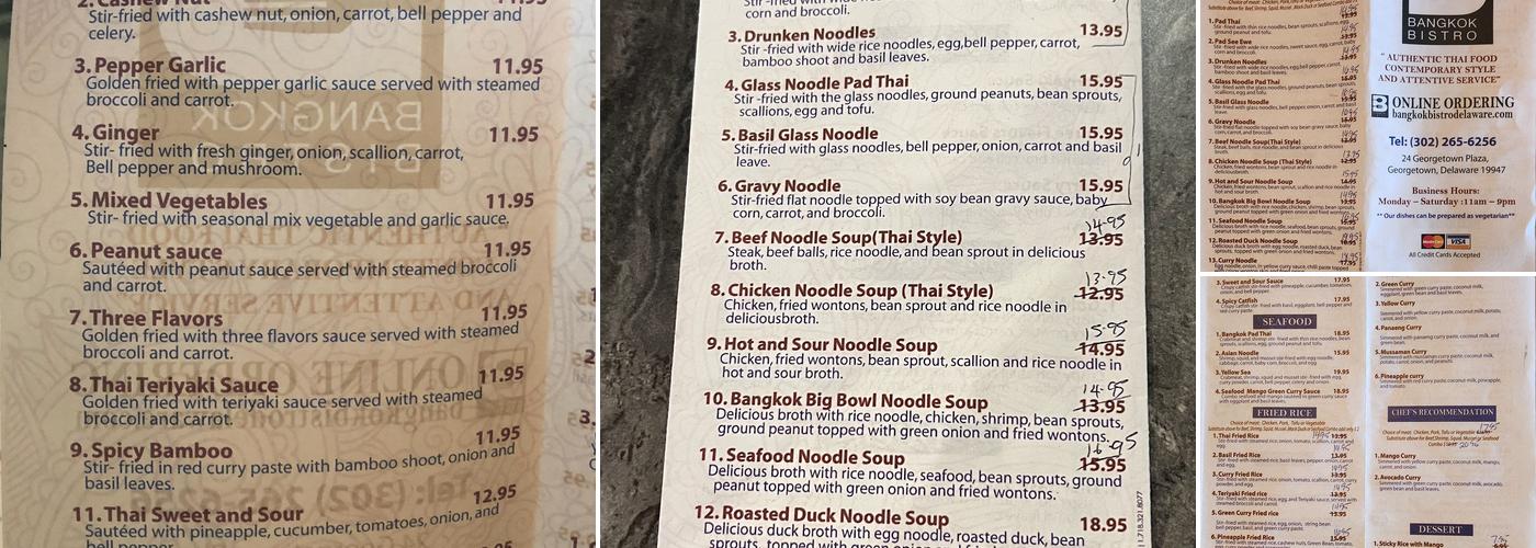 Thai Bistro Menu