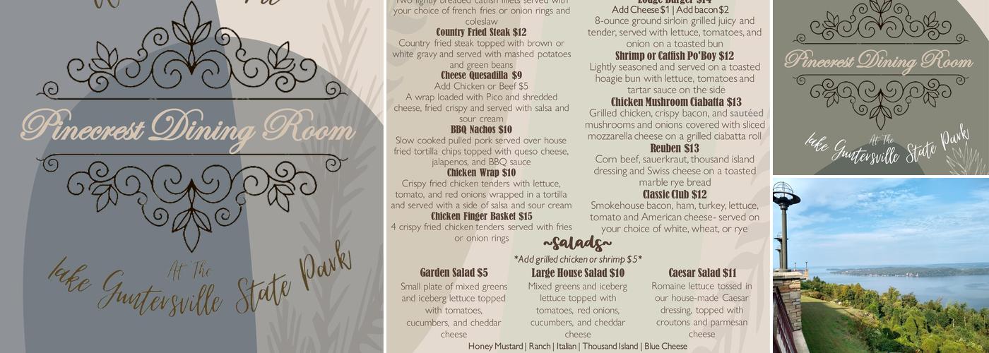 Pinecrest Dining Room Menu